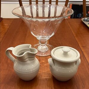 VTG Simon Pearce Belmont Pottery Creamer and Sugar Bowl Set Ivory